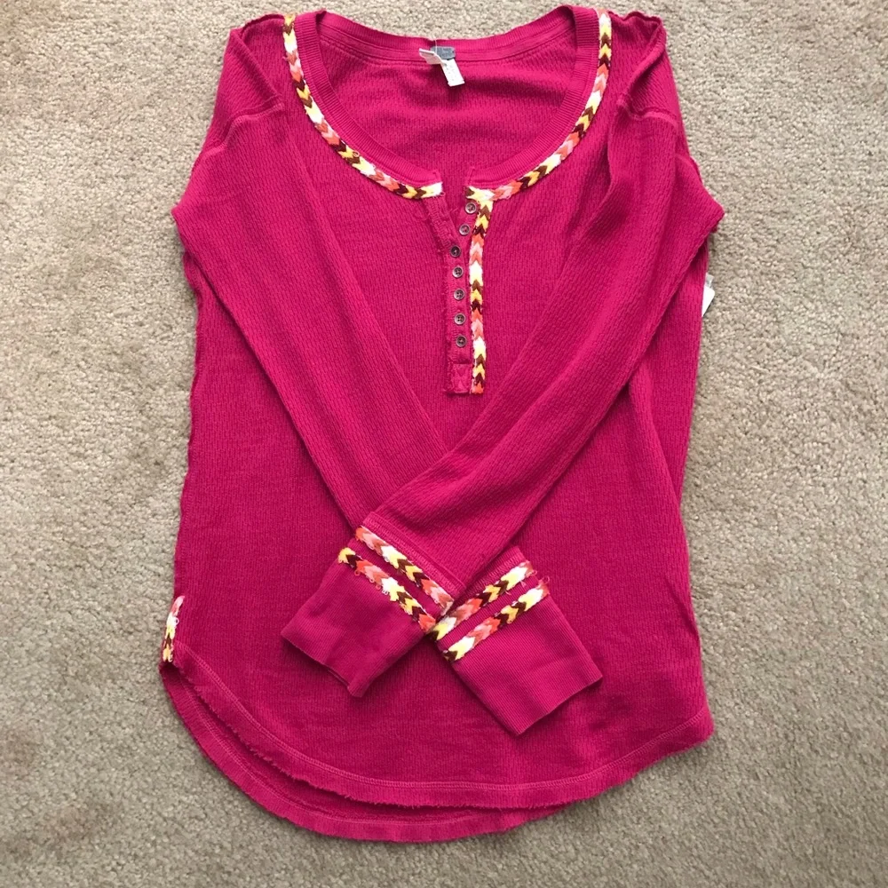 Free People Embroidered Thermal Tee - Picture 4 of 5